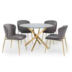 Montero Round Table & 4 Harper Grey Chairs