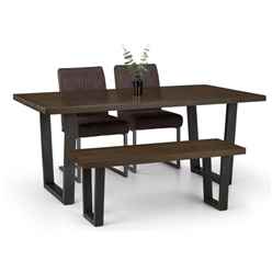 Brooklyn Dining Table Dark Oak, Bench & 2 Charcoal Chairs