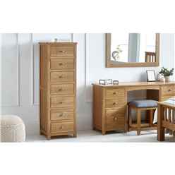 Solid Oak 7 Drawer Narrow Chest - MT Mix