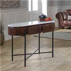 Ruby Mango Wood Console Table With Marble Top And Metal Legs