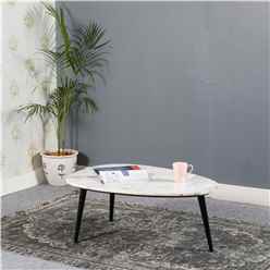 Ruby Coffee Table With White Marble Top & Metal Legs