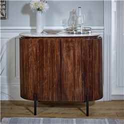 Ruby Solid Wood Sideboard/Drinks Cabinet With Marble Top & Metal Legs