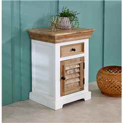 Oscar Solid Mango Wood Bedside Cabinet 1 Drawer + 1 Door