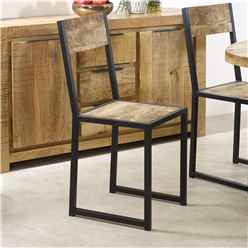 Belgravia Industrial Metal & Wood Dining Chair (Pack Of 2)