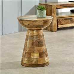  Solid Wood Round Side Table Mushroom Style