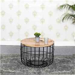 Belgravia Solid Wood & Metal Wire Coffee Table With Removable Top