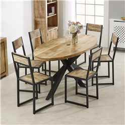 Belgravia Solid Wood & Metal Oval Dining Table 6-8 Seater