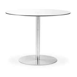 Milan Round Glass Brushed Steel Pedestal Table