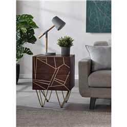 Dark Gold Stylish 2 Drawer Side Table