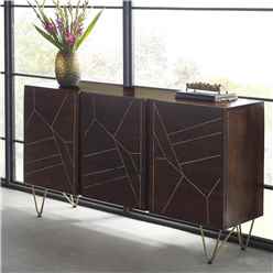 Dark Gold Extra Large Sideboard 3 Drawers and 2 Doors
