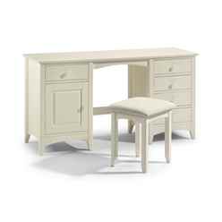Stone White Twin Pedestal Dressing Table with Dressing Stool