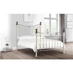 Victorian Style Stone White & Gold High End Bed Frame - Double 4ft 6" (135cm) 
